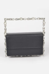 Women Rhinestone Square Iconic Clutch Vegan Leather Zarnesh