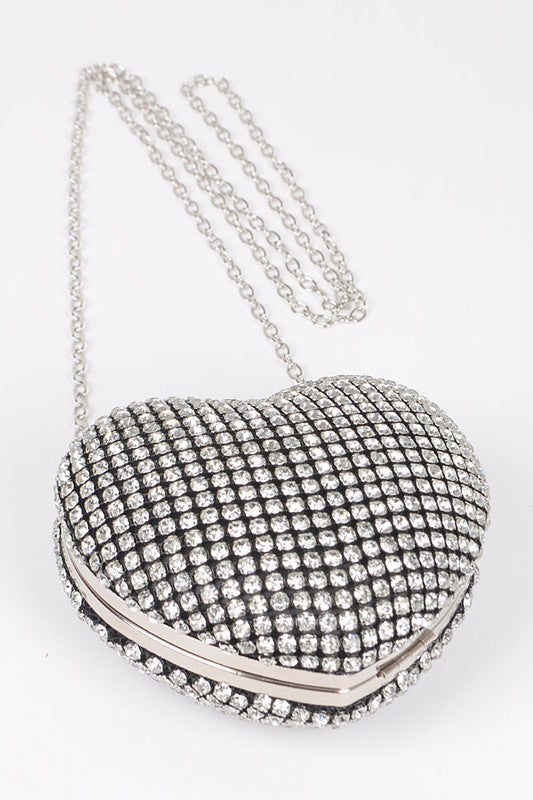 Women Rhinestone Heart Shape Box Clutch | Zarnesh