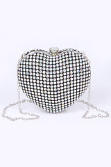 Women Rhinestone Heart Shape Box Clutch | Zarnesh