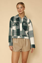 Women Cropped Flannel Jacket With Bow Detailing | Zarnesh