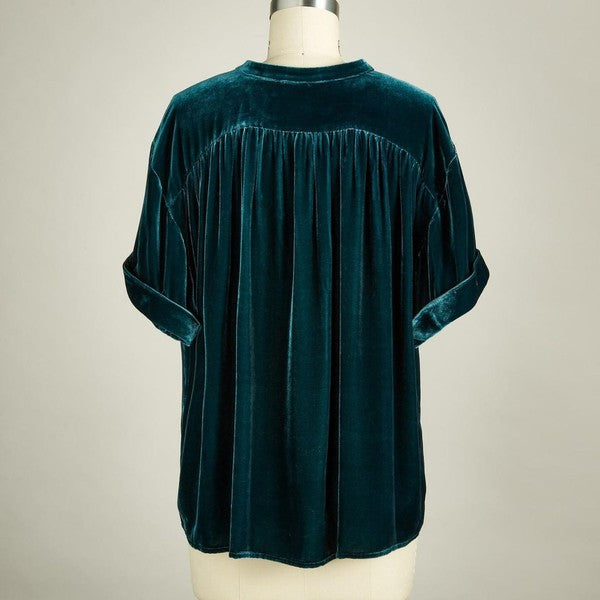 Women Velvet V-Neck Top | Zarnesh