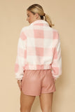 Women Soft Sherpa Bow Detailing On Pockets Front Zip Up Jacket Zarnesh