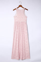 Women Leopard Dust Baby Pink Sleeveless maxi dress | Zarnesh