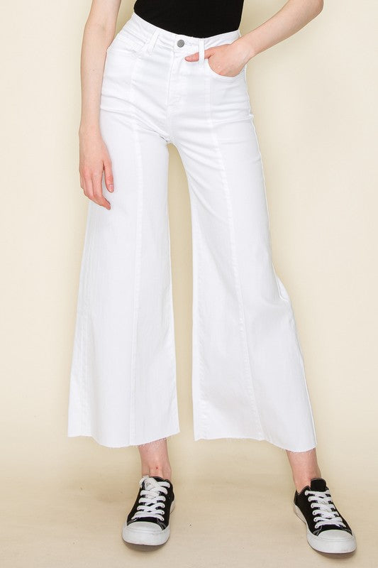  Women Western High Waist Raw Hem Vintage Flare Wide Leg Jeans Zarnesh