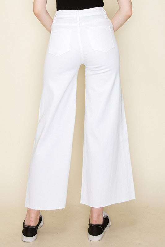  Women Western High Waist Raw Hem Vintage Flare Wide Leg Jeans Zarnesh