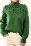 Women Soft Warm Mock Neck Oversized Chunky Cable Knit Sweater Zarnesh