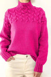 Women Soft Warm Mock Neck Oversized Chunky Cable Knit Sweater Zarnesh