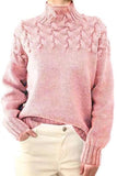 Women Soft Warm Mock Neck Oversized Chunky Cable Knit Sweater Zarnesh