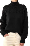 Women Soft Warm Mock Neck Oversized Chunky Cable Knit Sweater Zarnesh