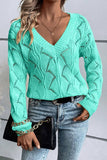 Women Hollow Out Knit V Neck Drop Shoulder Sweater | Zarnesh