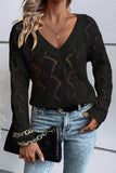 Women Hollow Out Knit V Neck Drop Shoulder Sweater | Zarnesh