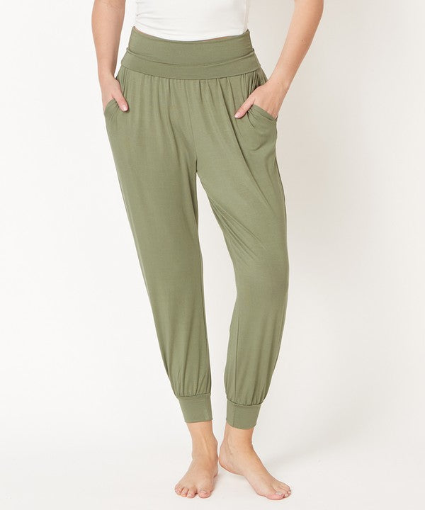 Women Bamboo New SK High Or Folded Waistband Yoga Jogger Zarnesh