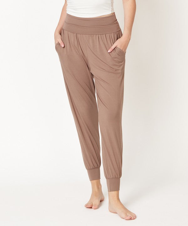 Women Bamboo New SK High Or Folded Waistband Yoga Jogger Zarnesh