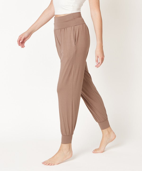 Women Bamboo New SK High Or Folded Waistband Yoga Jogger Zarnesh