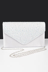 Women Rhinestone Pave Pleated Satin Evening Clutch | Zarnesh