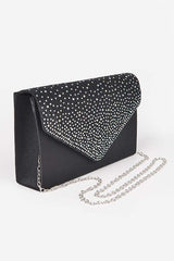 Women Rhinestone Pave Pleated Satin Evening Clutch | Zarnesh