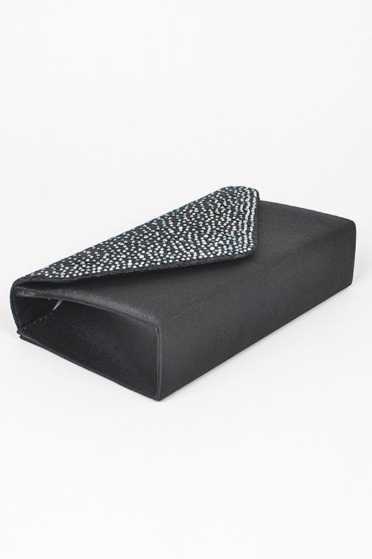 Women Rhinestone Pave Pleated Satin Evening Clutch | Zarnesh