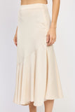 Women Asymmetrical Ruffle Hem Flowy Side Zipper Midi Skirt Zarnesh