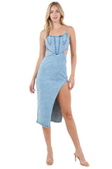 Women Fashion Denim Maxi Dress | Zarnesh