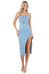 Women Fashion Denim Maxi Dress | Zarnesh