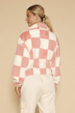 Women Fuzzy Checkered Zip Front Jacket | Zarnesh