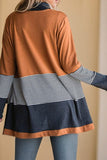 Women Colorblock Striped Waffle Patchwork Open Cardigan | Zarnesh