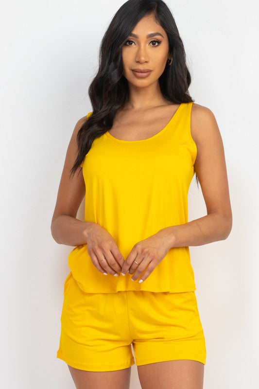 Women Basic Comfy Tank Top Mini Casual Shorts Set | Zarnesh