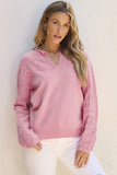 Women Flower Pattern Knitted Notched Neck Sweater | Zarnesh