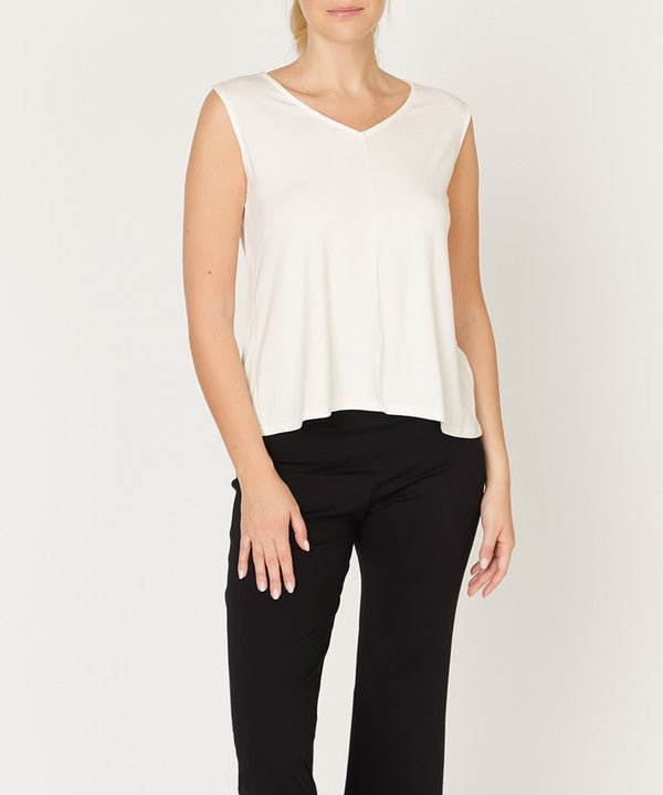 Women Bamboo V Neck Sleeveless Inbinded Reversible Tank Zarnesh