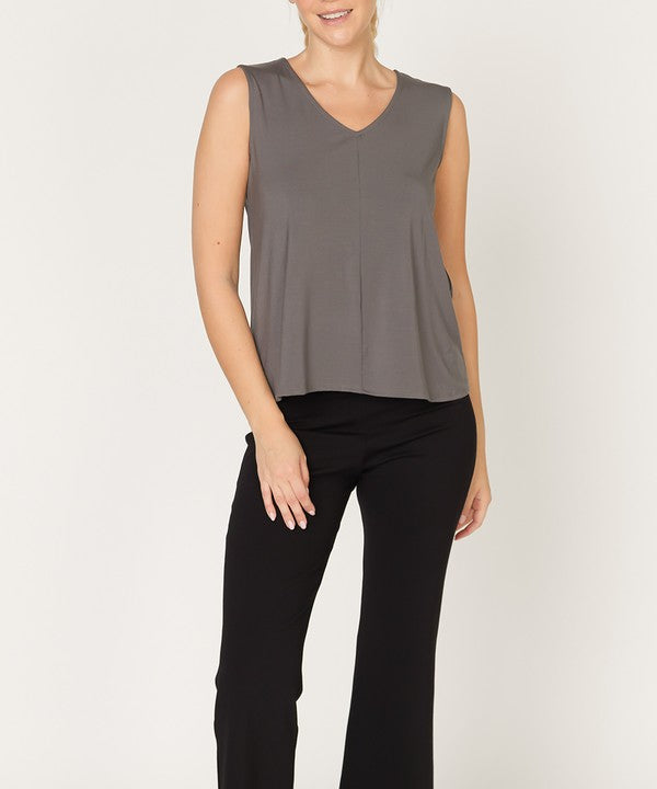 Women Bamboo V Neck Sleeveless Inbinded Reversible Tank Zarnesh