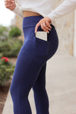 Women Navy Super Stretchy Flare Leggings With Pocket Zarnesh