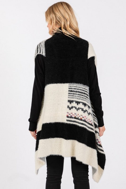 Women Aztec Pattern Fuzzy Knit Winter Vest | Zarnesh