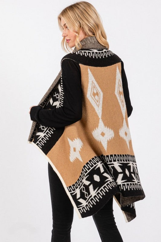 Women Aztec Pattern Winter Vest | Zarnesh