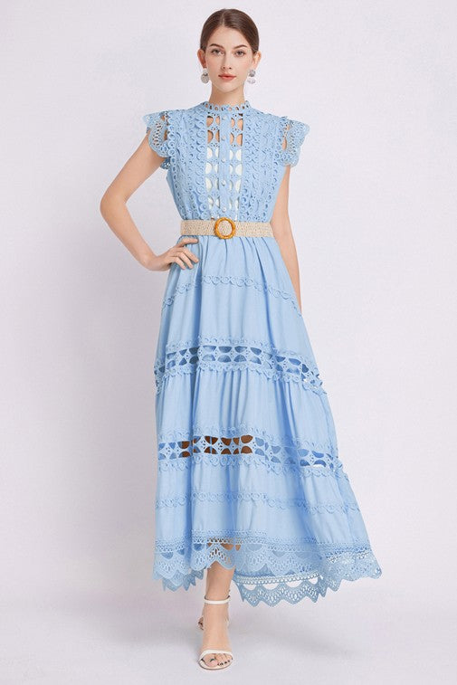 Women Embroidered Ruffle Long Maxi Dress | Zarnesh