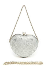 Women Rhinestone Pave Heart Shape Party Box Clutch | Zarnesh