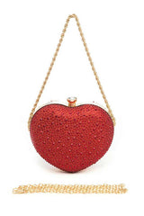 Women Rhinestone Pave Heart Shape Party Box Clutch | Zarnesh