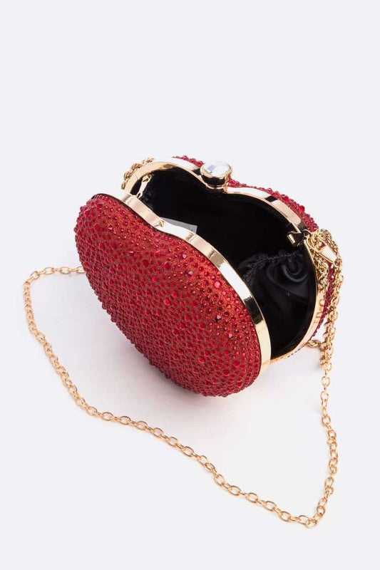 Women Rhinestone Pave Heart Shape Party Box Clutch | Zarnesh