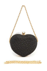 Women Rhinestone Pave Heart Shape Party Box Clutch | Zarnesh