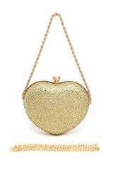 Women Rhinestone Pave Heart Shape Party Box Clutch | Zarnesh