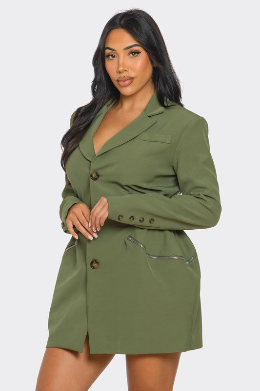 Women Tailored Utility Blazer Dress | Zarnesh