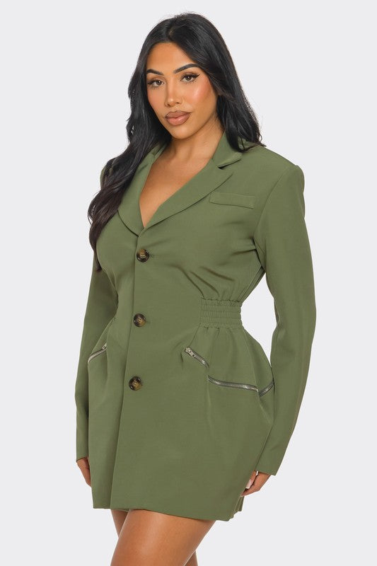 Women Tailored Utility Blazer Dress | Zarnesh