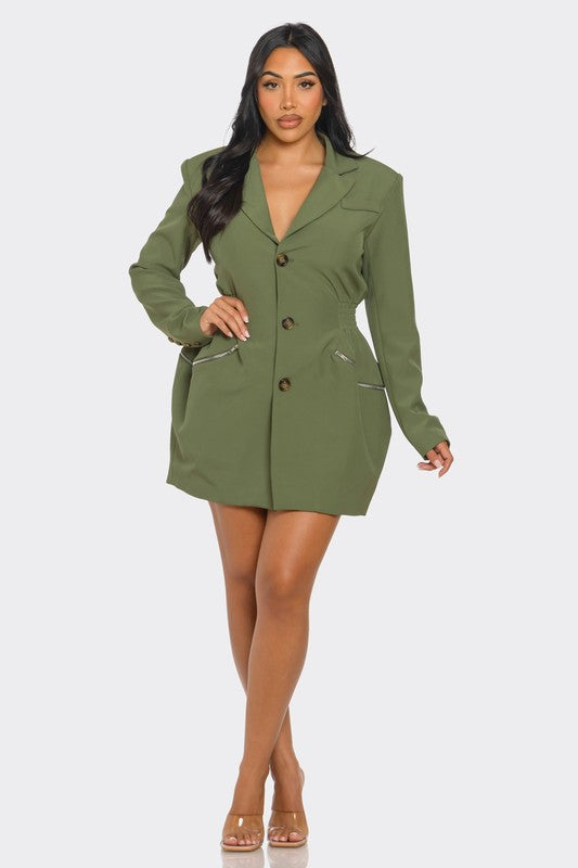 Women Tailored Utility Blazer Dress | Zarnesh