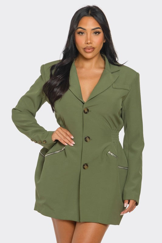 Women Tailored Utility Blazer Dress | Zarnesh