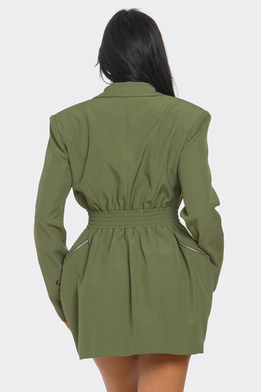 Women Tailored Utility Blazer Dress | Zarnesh