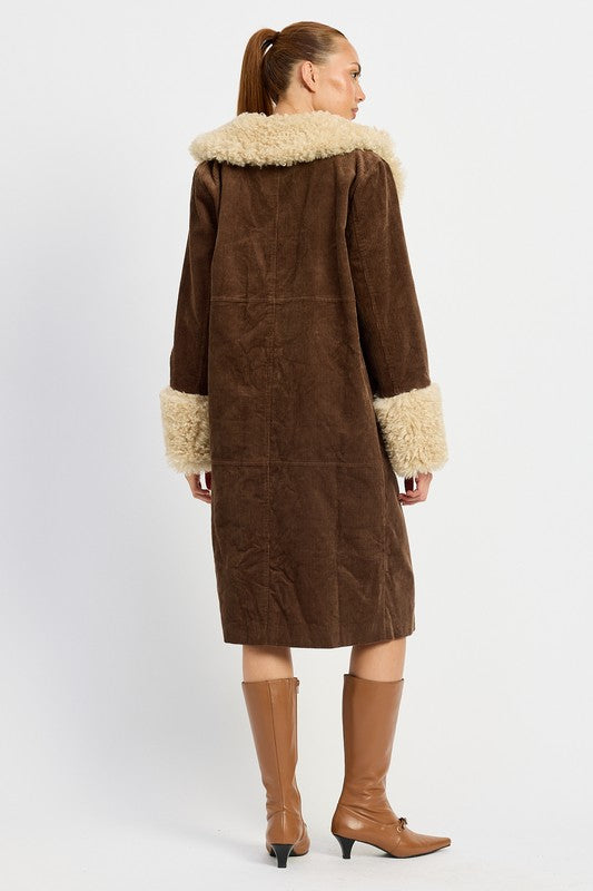 Women Faux Fur Mid Trench Coat | Zarnesh