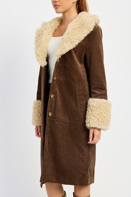 Women Faux Fur Mid Trench Coat | Zarnesh