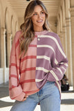 Women Striped Color Block Drop Shoulder Sweater | Zarnesh