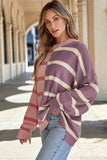 Women Striped Color Block Drop Shoulder Sweater | Zarnesh