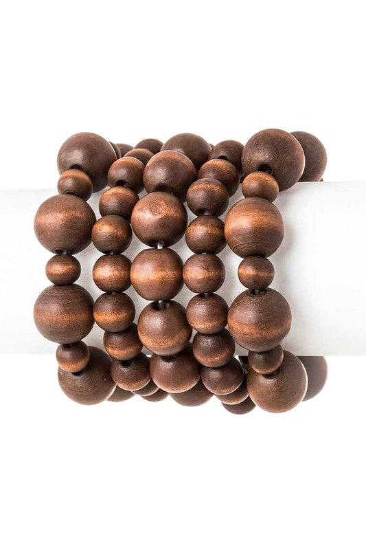 Women Mix Beads Iconic Stretch Bracelet Five PC Set Zarnesh