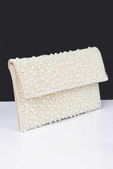 Women Pearl Studded Envelope Clutch Bag | Zarnesh